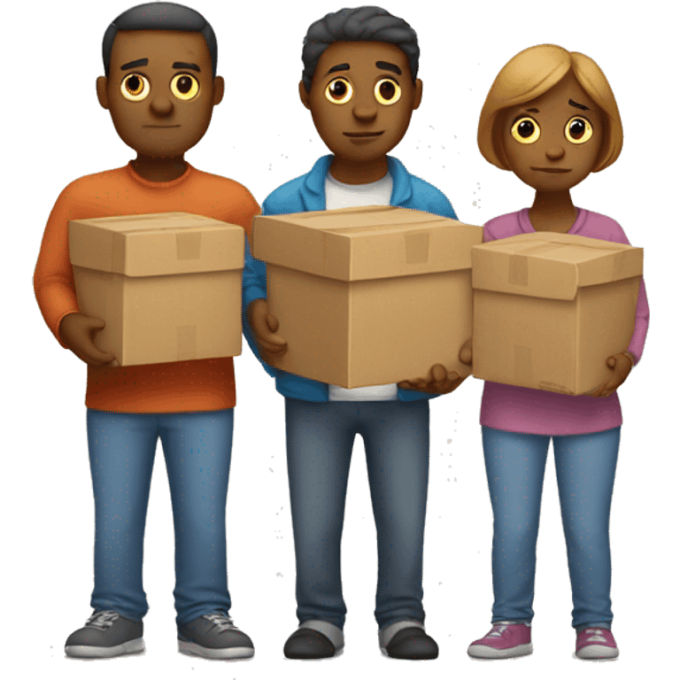 sad family with moving boxes emoji