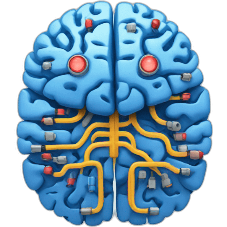 blue brain with circuits emoji