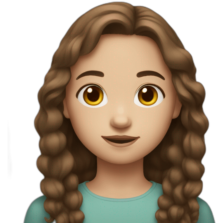 8 year old girl brown hair white skin emoji