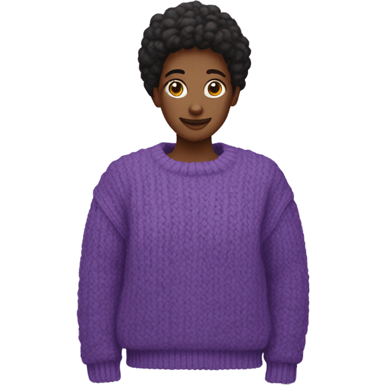 Purple cropped oversize wool sweater, isolated emoji