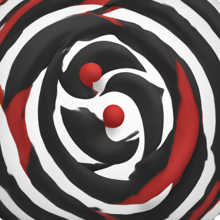 Flag, black top half red bottom half with a white Koru/spiral going through the middle emoji