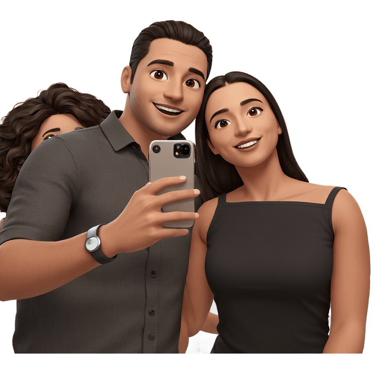 happy couple taking selfie emoji