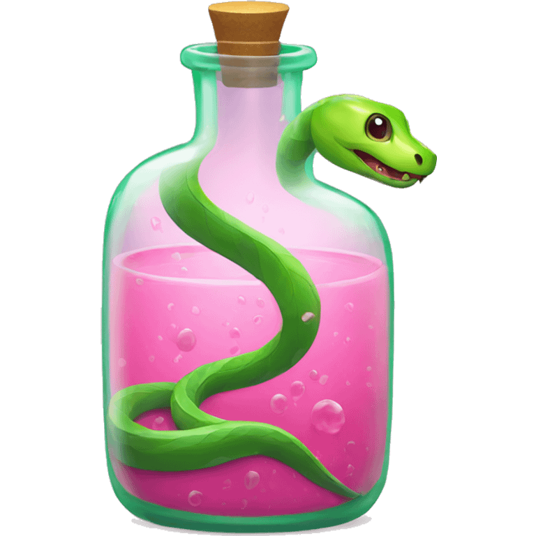 green snake inside a pink potion bottle emoji