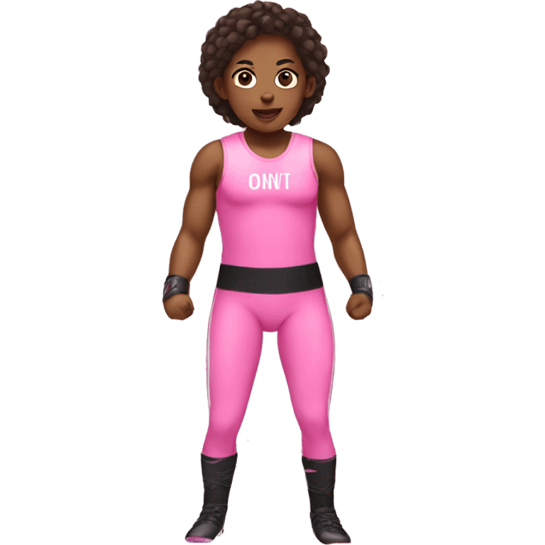 Girls wearing pink and wrestling  emoji