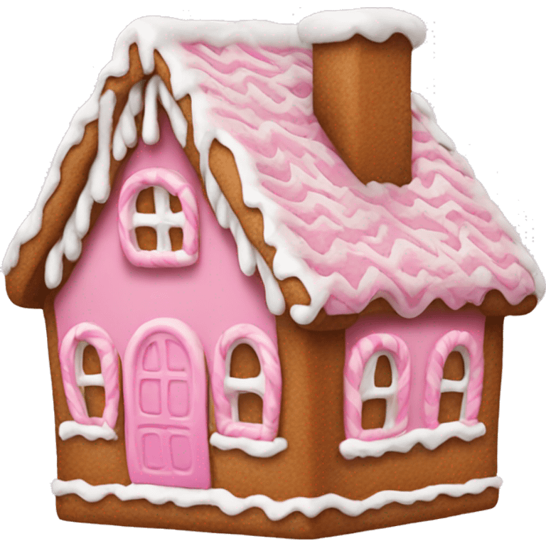 A pink gingerbread house emoji