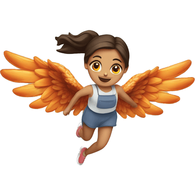 a girl flying with two bbq chicken wings on her back emoji