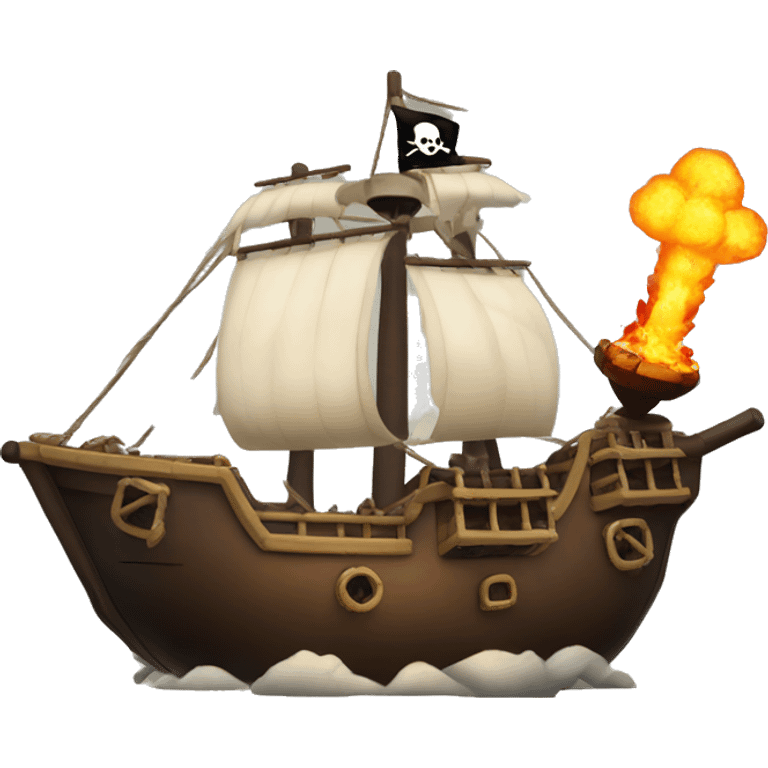 Pirate ship shooting a bomb emoji