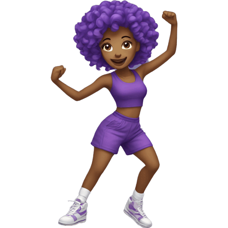 A beautiful girl in purple dances hip-hop emoji