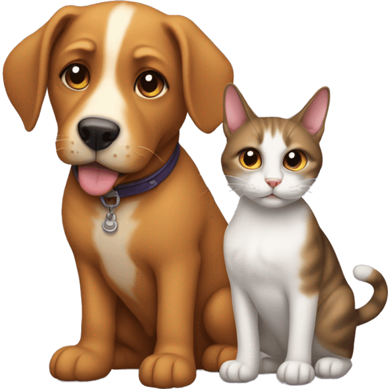 cat and dog are they lovers emoji