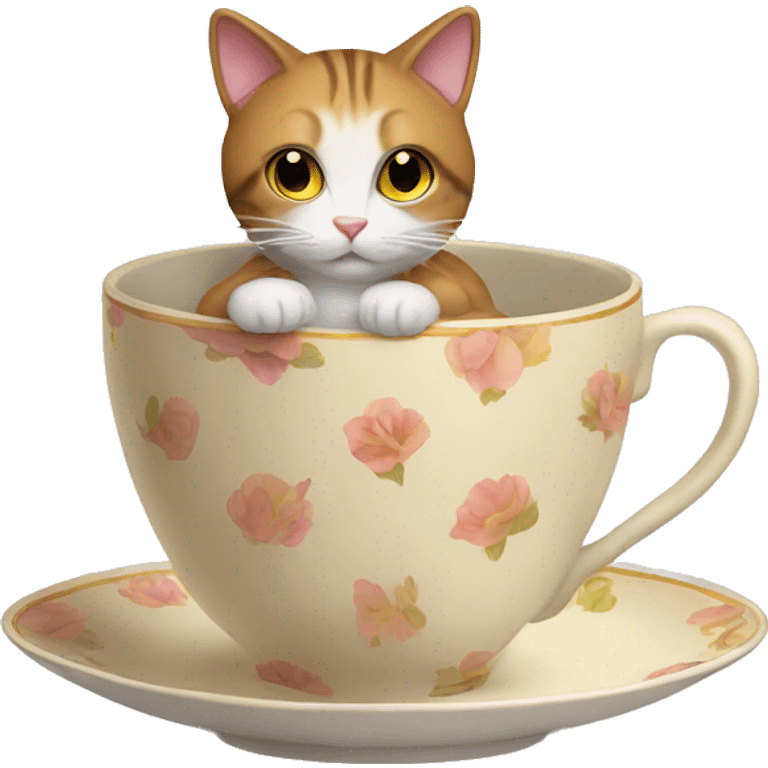 cat sitting in a tea cup emoji