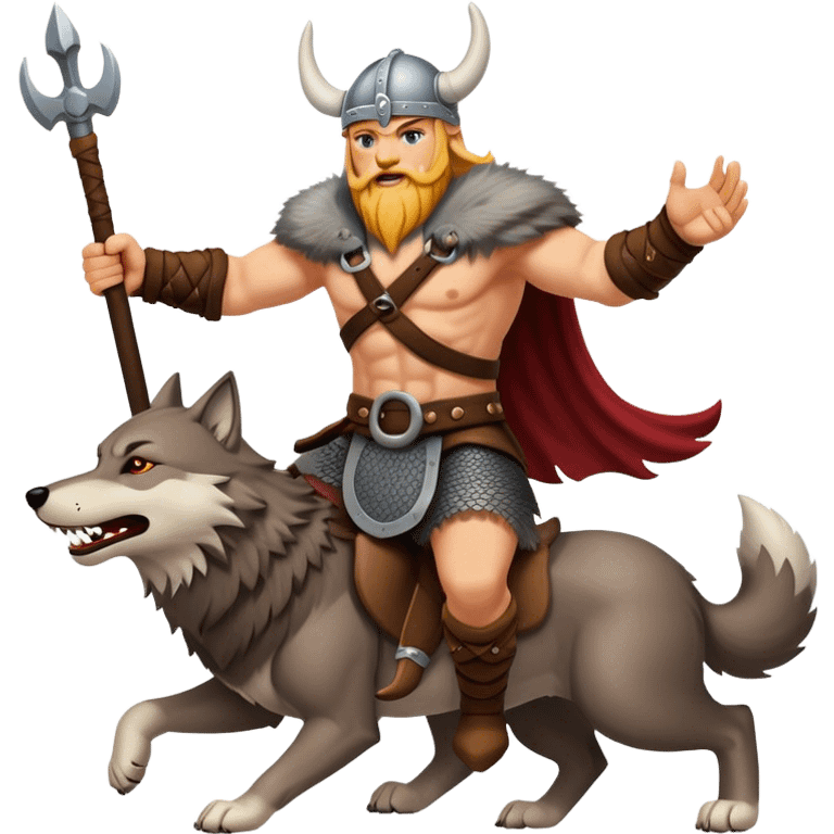 Viking Warrior Riding A Wolf  emoji