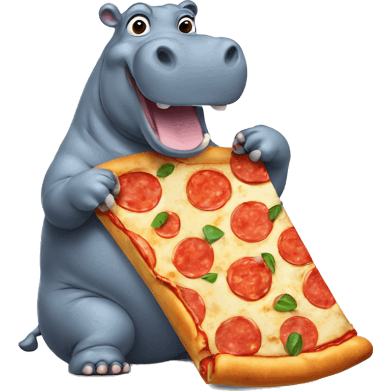 hippo eating pizza emoji