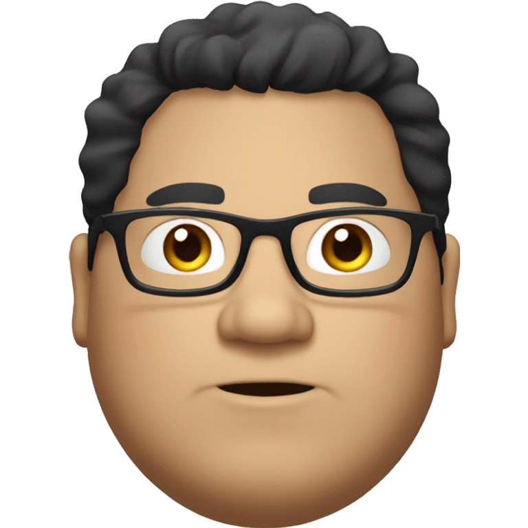 Fat guy with black hair and glasses emoji