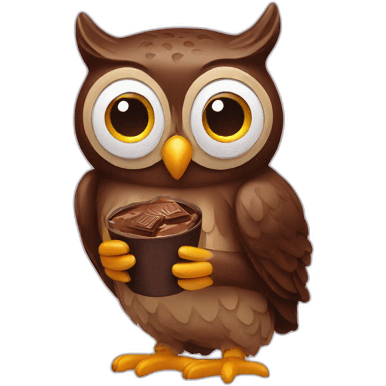 Owl eating chocolate emoji