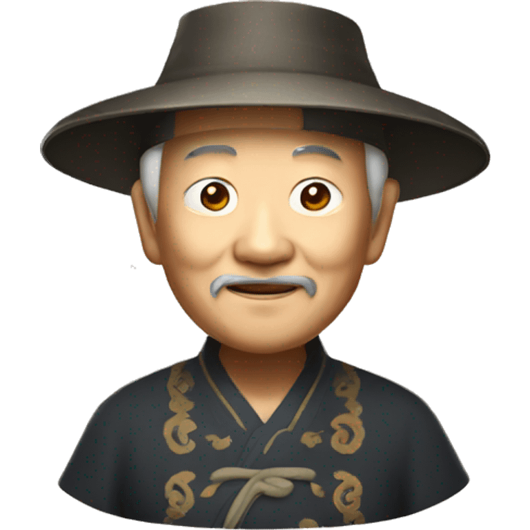 Old Chinese man with traditional Chinese hat emoji