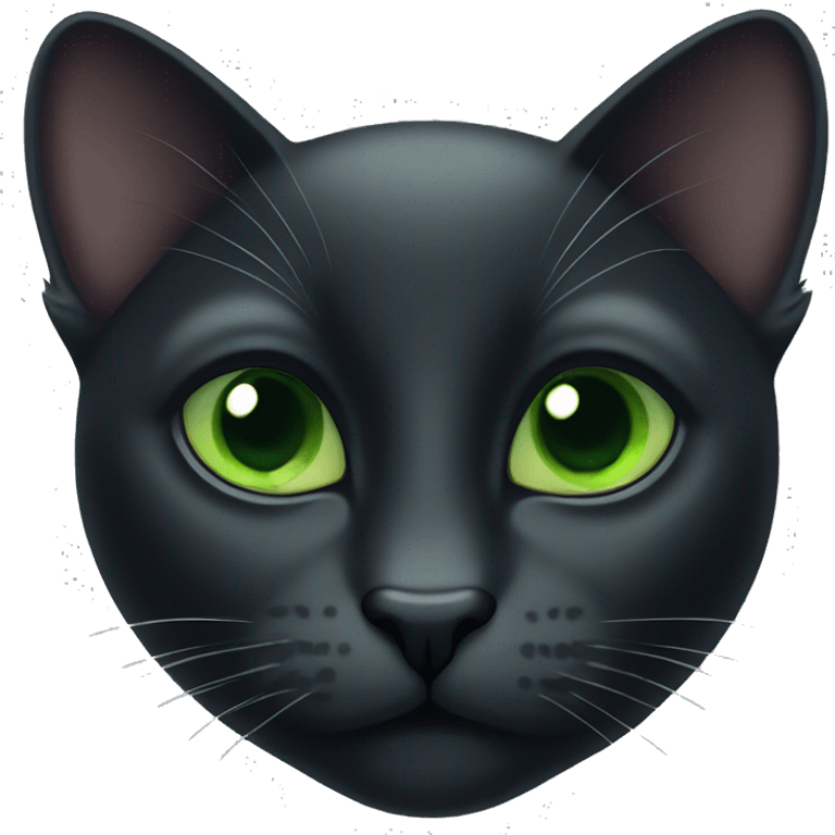 Black cat sitting with green eyes emoji