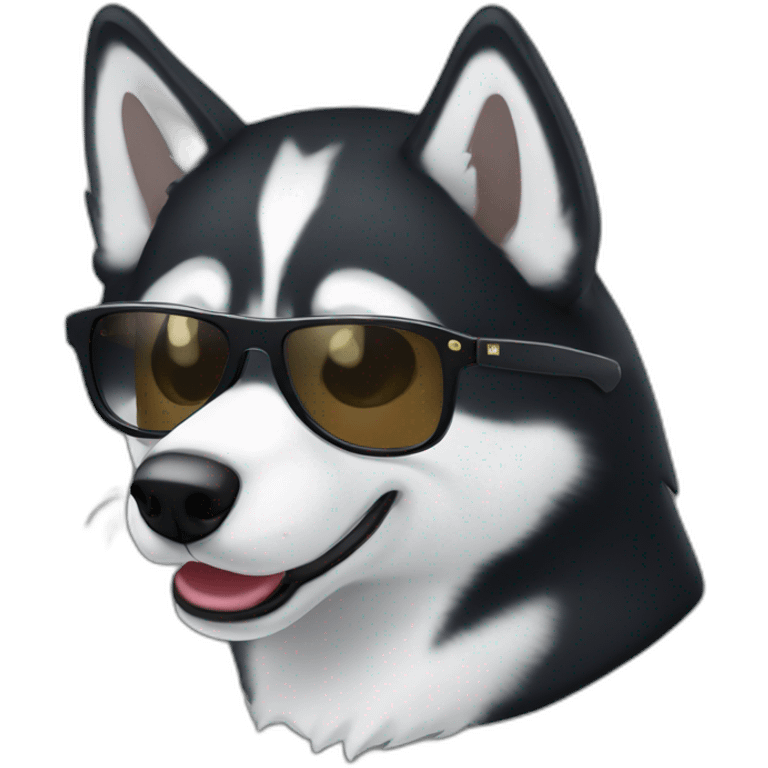 Browk husky in black wayfarer looking cool emoji