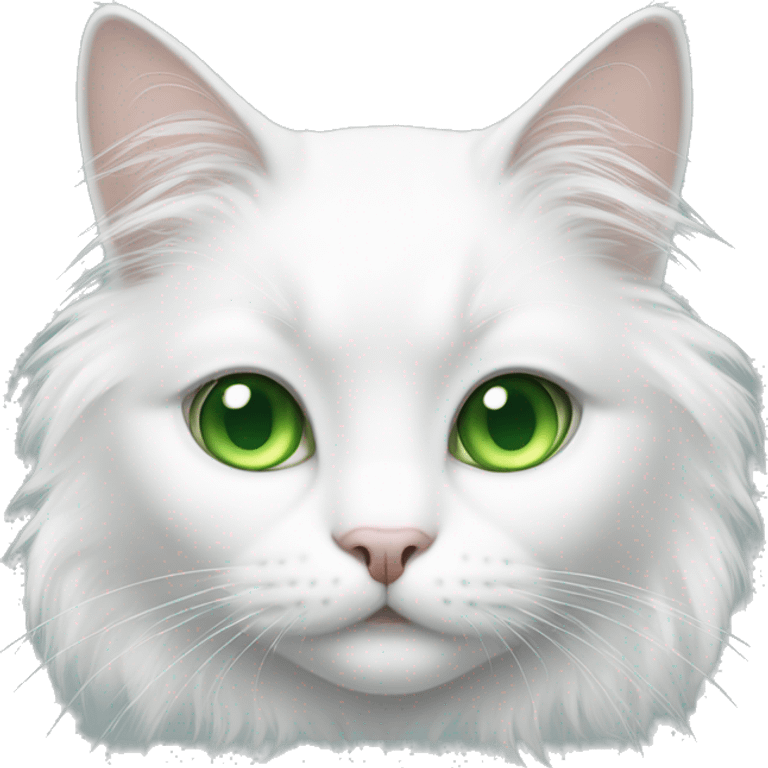 Long hair, minuet white cat with green eyes emoji