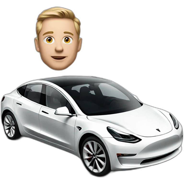 man driving a model 3 tesla emoji