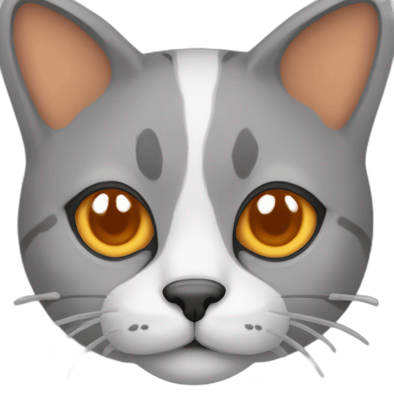 cat with white nose, one ear orange, and the other ear grey emoji