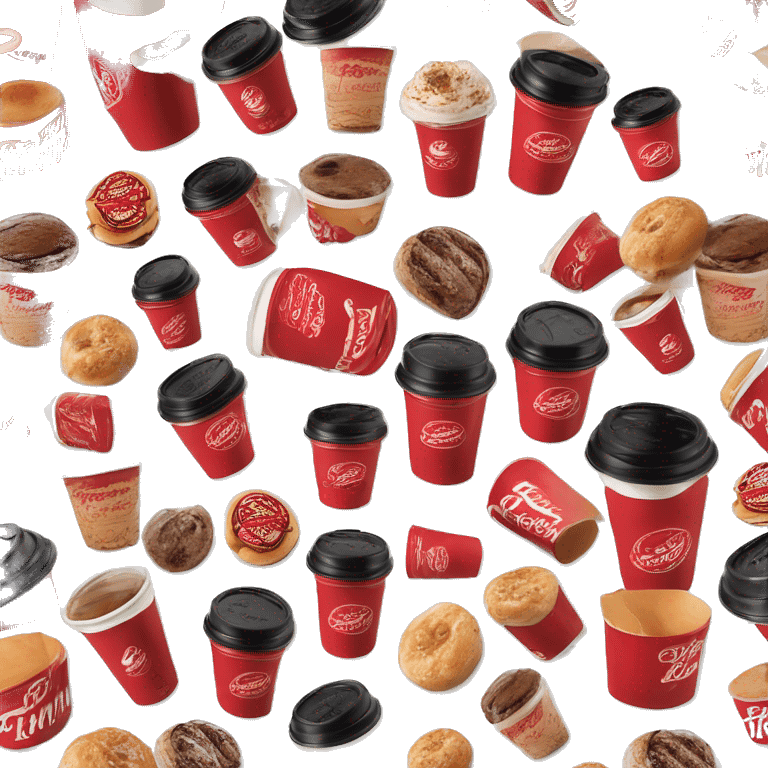 “Red Tim Hortons coffee cup with large white ‘Tim Hortons’ logo in script, black plastic lid, and a simple, clean design.” emoji