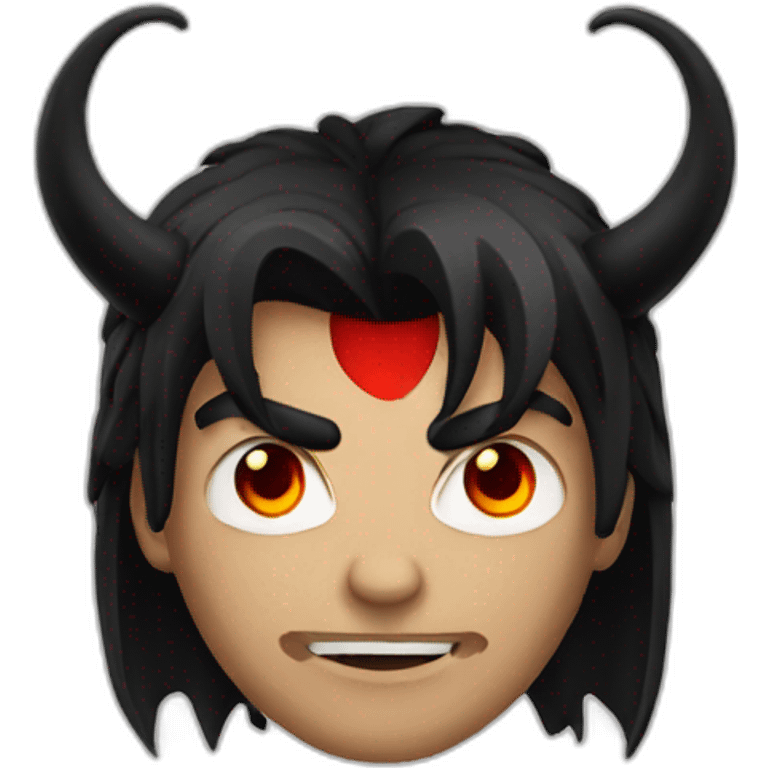 Lucifer with black hair and red eyes emoji