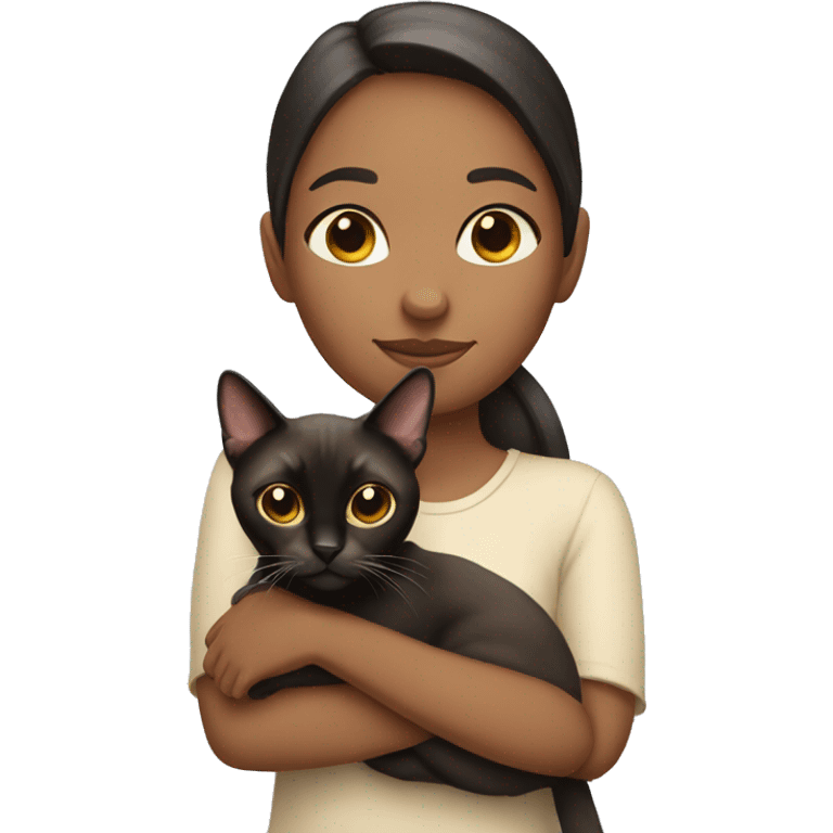 girl holding Siamese cat emoji