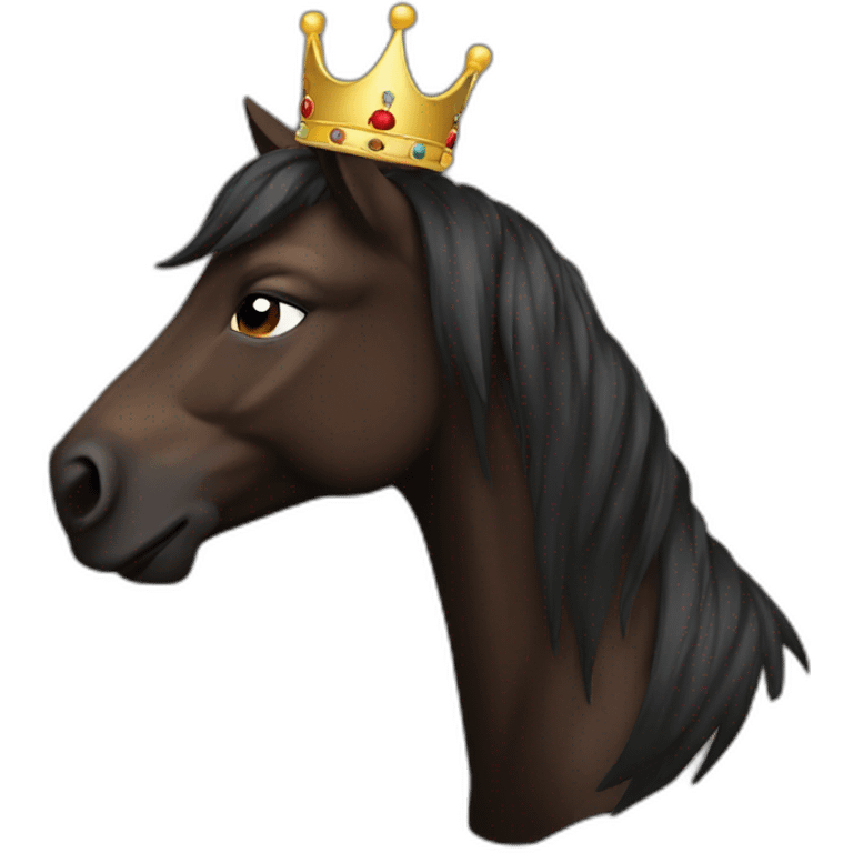 dark brown conceited horse with crown emoji