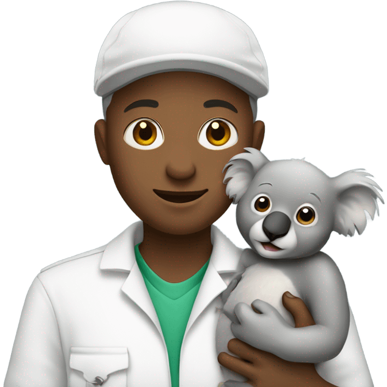 White zookeeper holding koala emoji