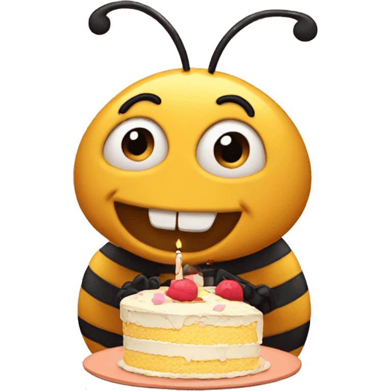 bee eating birthday cake emoji