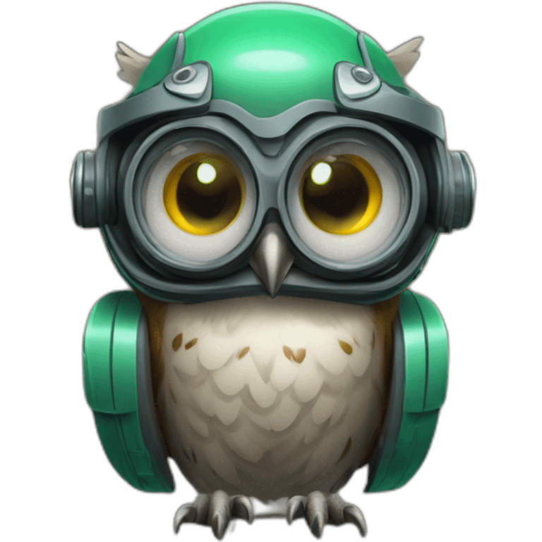 Owl with night vision device in helmet emoji