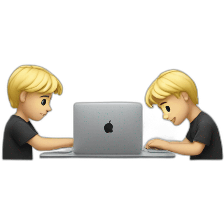 Blonde boy working on MacBook emoji