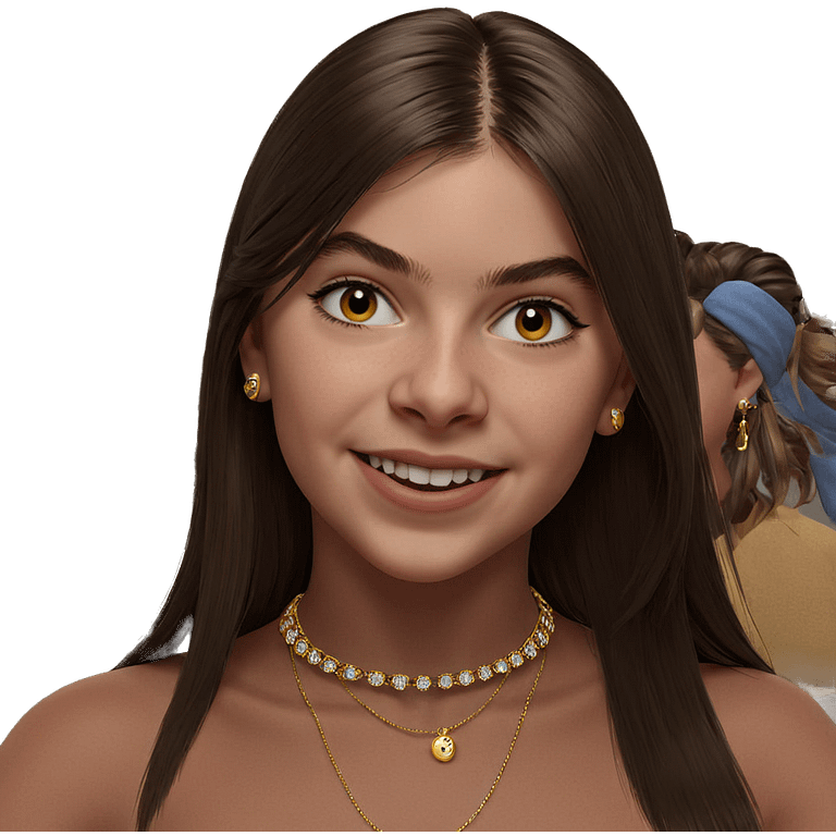 smiling girl with jewelry emoji