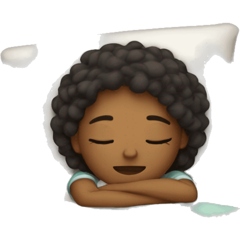 Girl sleeping on a cozy bed emoji