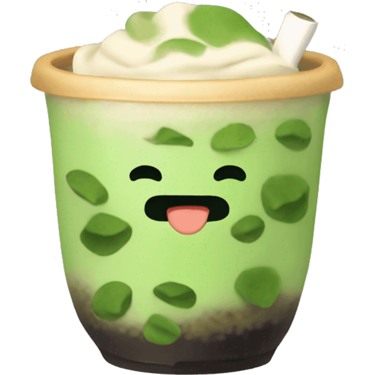 Matcha with boba  emoji