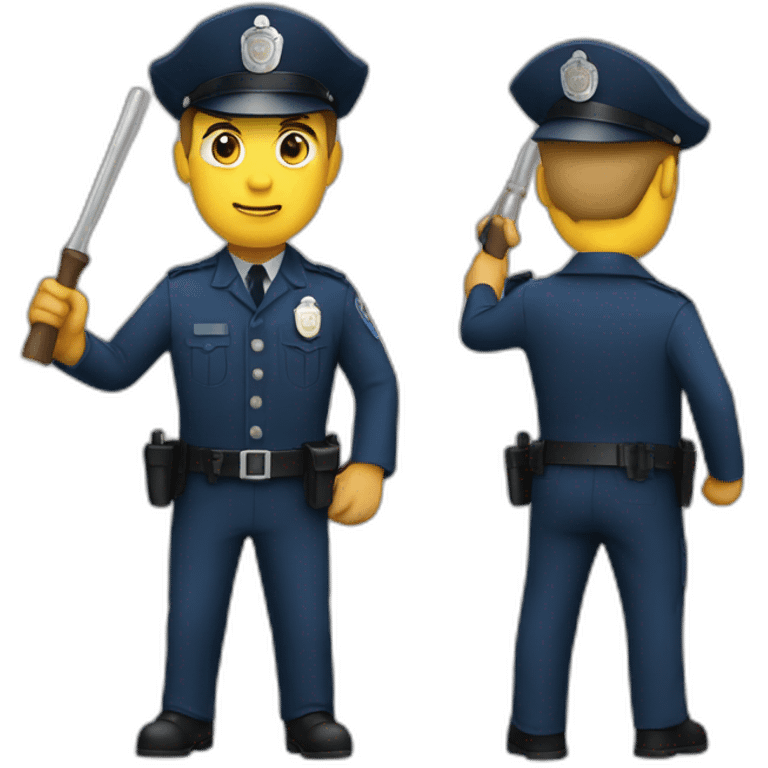 A policeman with a baton in his hand getting ready to strike emoji