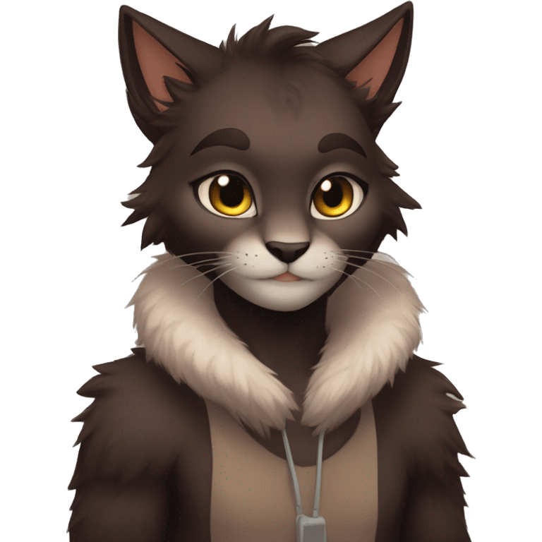 Anthro Shy Cute Cool Edgy Pretty Dark Brown Furry Feline Animal Anthro Sona emoji