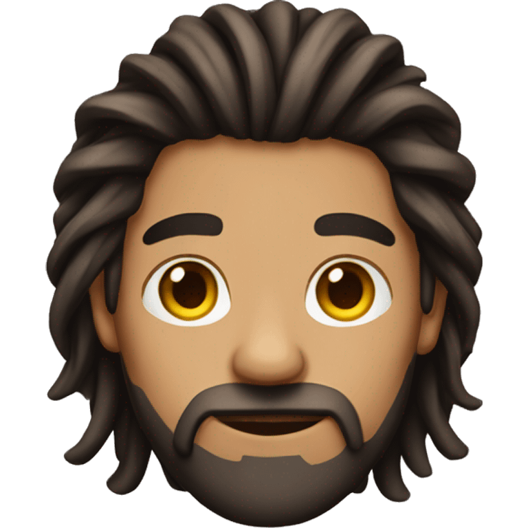 hispanic long brown hair man with a beard and 3 long dreads  emoji