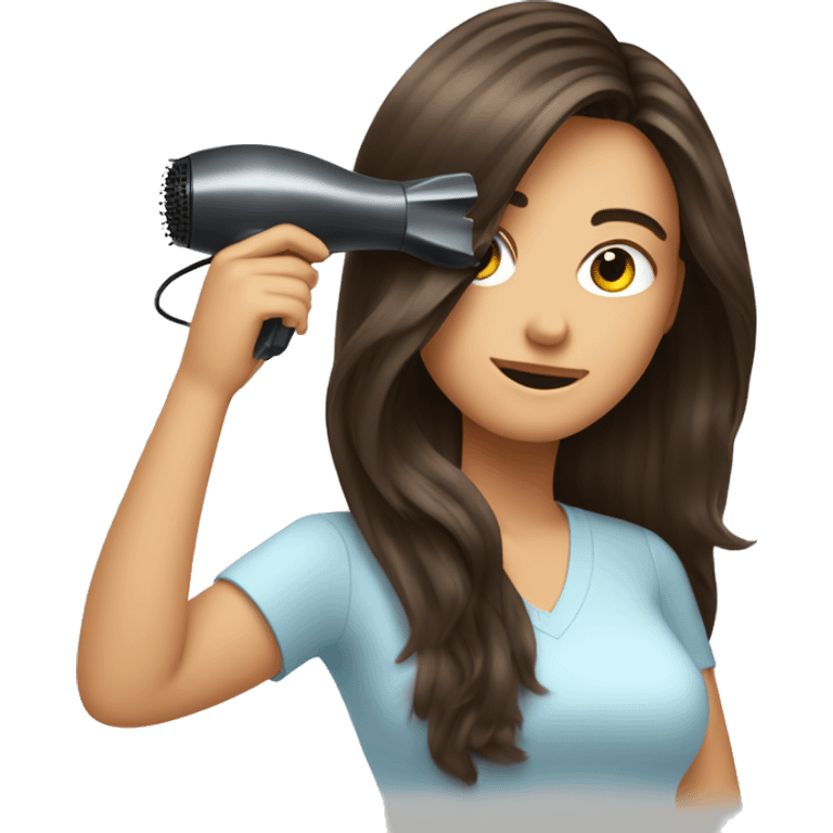 Brunette girl blow drying hair emoji