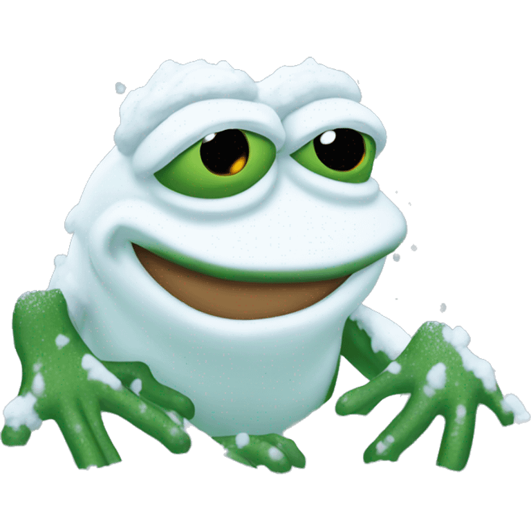 pepe the frog covered in snow emoji