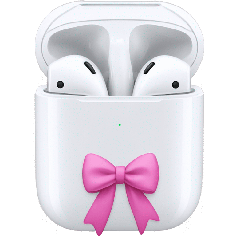 AirPods with a pink bow emoji