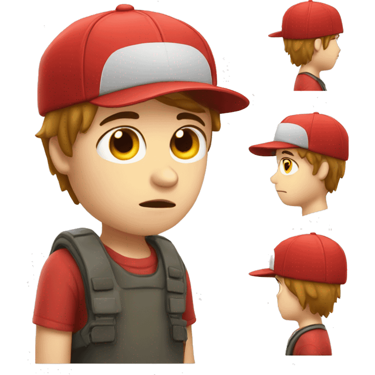 Sad boy with red cap, white skin  emoji