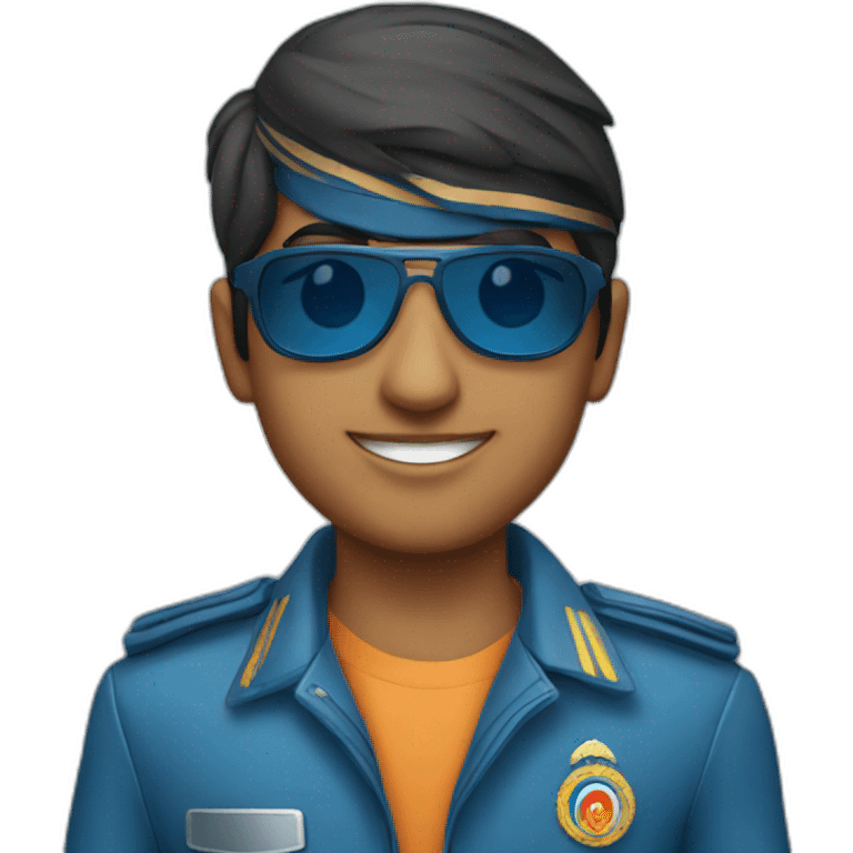 indian young pilot with sunglasses dressed in blue emoji