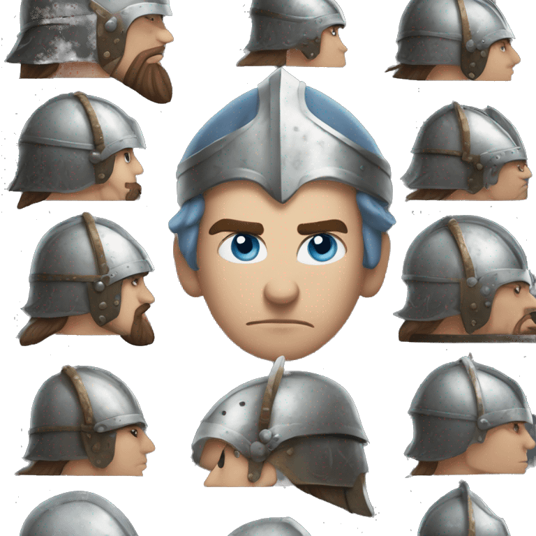 blue eyed man in in Viking armor, mowhawk emoji