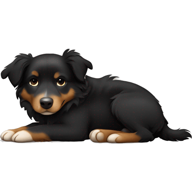 Small black australian shepherd dog sleeping  emoji