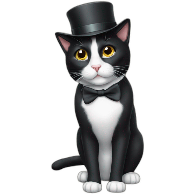 tuxedo cat wearing hat emoji