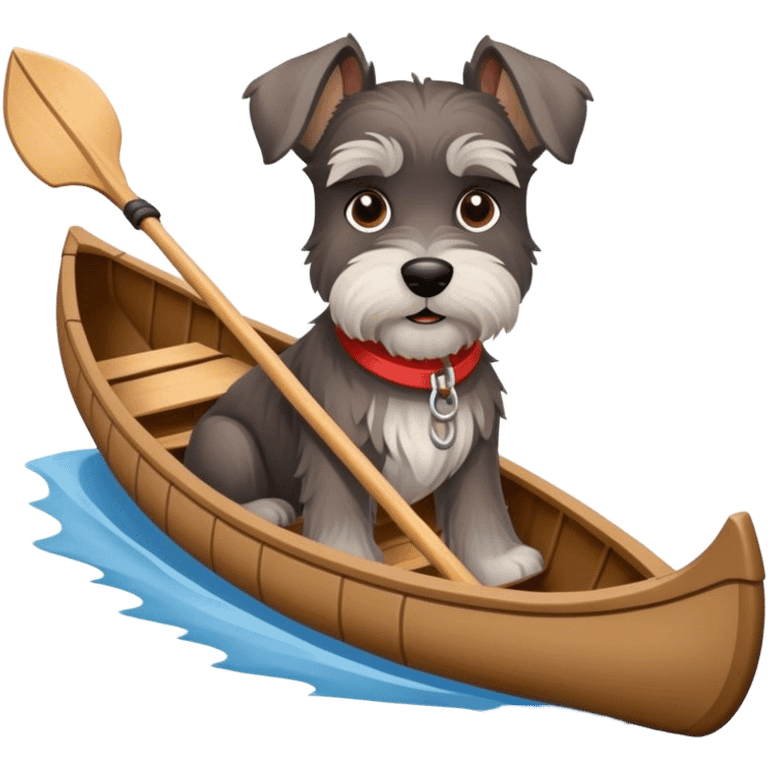 Schnauzer in canoe without paddle  emoji