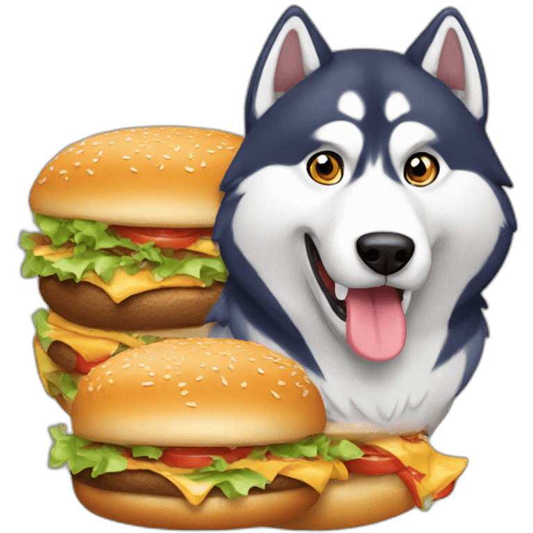 husky eating burger emoji