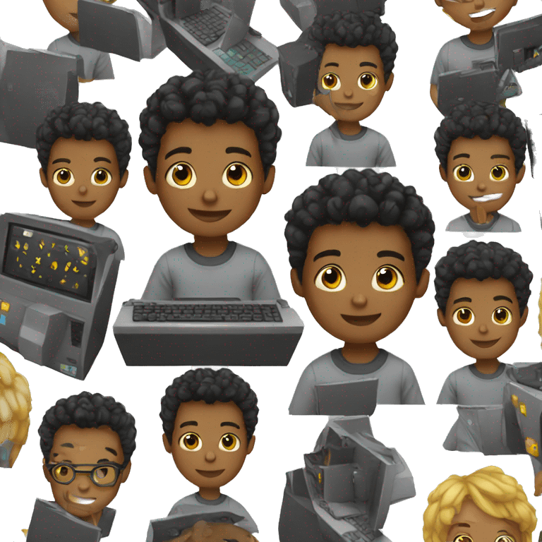 a black boy in computer emoji