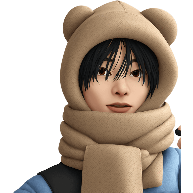 boy in winter hooded scarf emoji